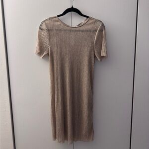 Pull&Bear Metallic Slip Dress | Gold/Champagne